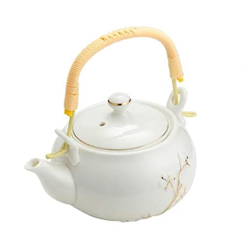 TJ Global White Porcelain Tea Set with Gold Accents | 170ml (6 Fl Oz) Teapot & 6x 177ml (6 Fl Oz) Cups thumbnail 5