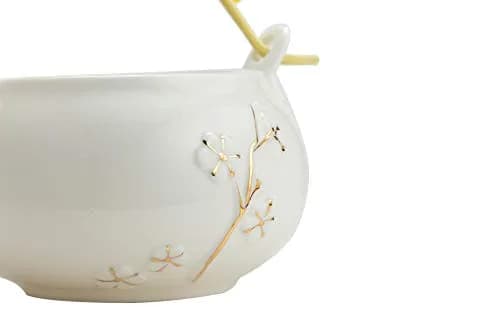 TJ Global White Porcelain Tea Set with Gold Accents | 170ml (6 Fl Oz) Teapot & 6x 177ml (6 Fl Oz) Cups thumbnail 6