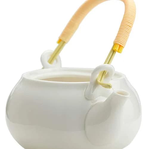TJ Global White Porcelain Tea Set with Gold Accents | 170ml (6 Fl Oz) Teapot & 6x 177ml (6 Fl Oz) Cups thumbnail 7