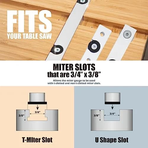 POWERTEC Miter Gauge for Table Saw | 120 Lockable Stops, Silver, 4.8in x 2.5in x 18.9in thumbnail 2