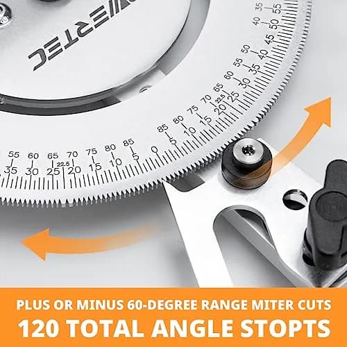 POWERTEC Miter Gauge for Table Saw | 120 Lockable Stops, Silver, 4.8in x 2.5in x 18.9in thumbnail 3