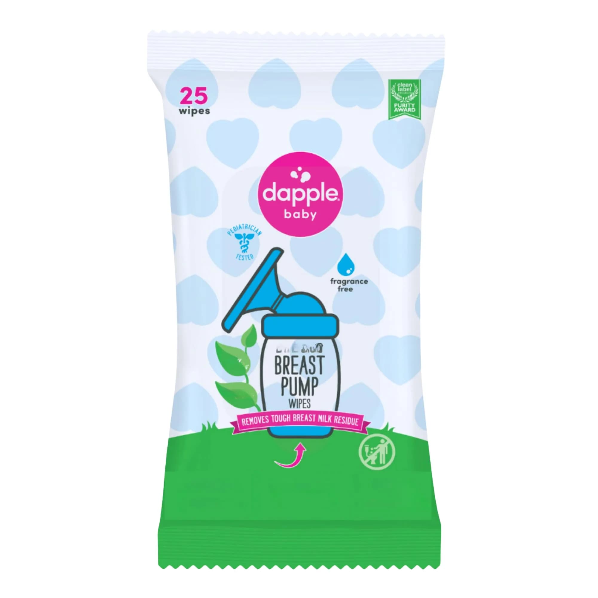 Dapple Baby Breast Pump Wipes - 75 Count (3 Packs of 25) | Hypoallergenic & Fragrance-Free - main product image
