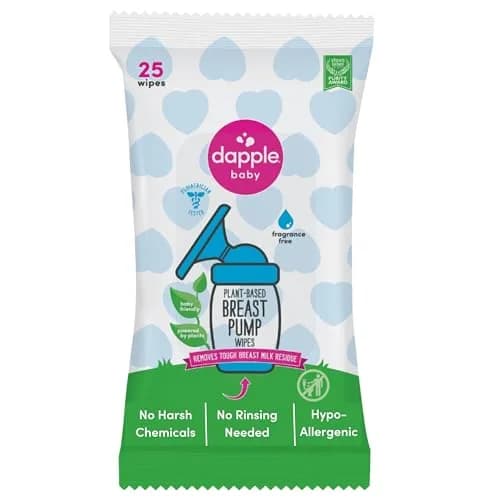 Dapple Baby Breast Pump Wipes - 75 Count (3 Packs of 25) | Hypoallergenic & Fragrance-Free — Unscented