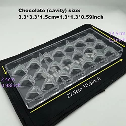 Goldbaking Diamond Heart Chocolate Mold Polycarbonate Candy Tray | 21 Cavities, 16.15ml Each thumbnail 2