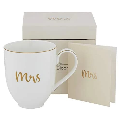 SipNBloom Mrs Coffee Mug Tea Cup | Bride Gift, Future Mrs, Engaged Mug, 13.5 oz, White thumbnail 1
