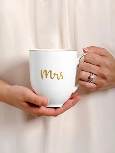 SipNBloom Mrs Coffee Mug Tea Cup | Bride Gift, Future Mrs, Engaged Mug, 13.5 oz, White thumbnail 4