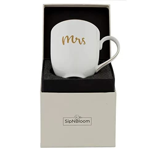 SipNBloom Mrs Coffee Mug Tea Cup | Bride Gift, Future Mrs, Engaged Mug, 13.5 oz, White thumbnail 3