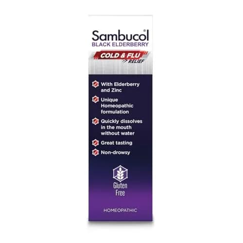Sambucol Cold and Flu Relief Tablets - 60 Count | Quick-Dissolving Elderberry Medicine for Adults & Kids thumbnail 9