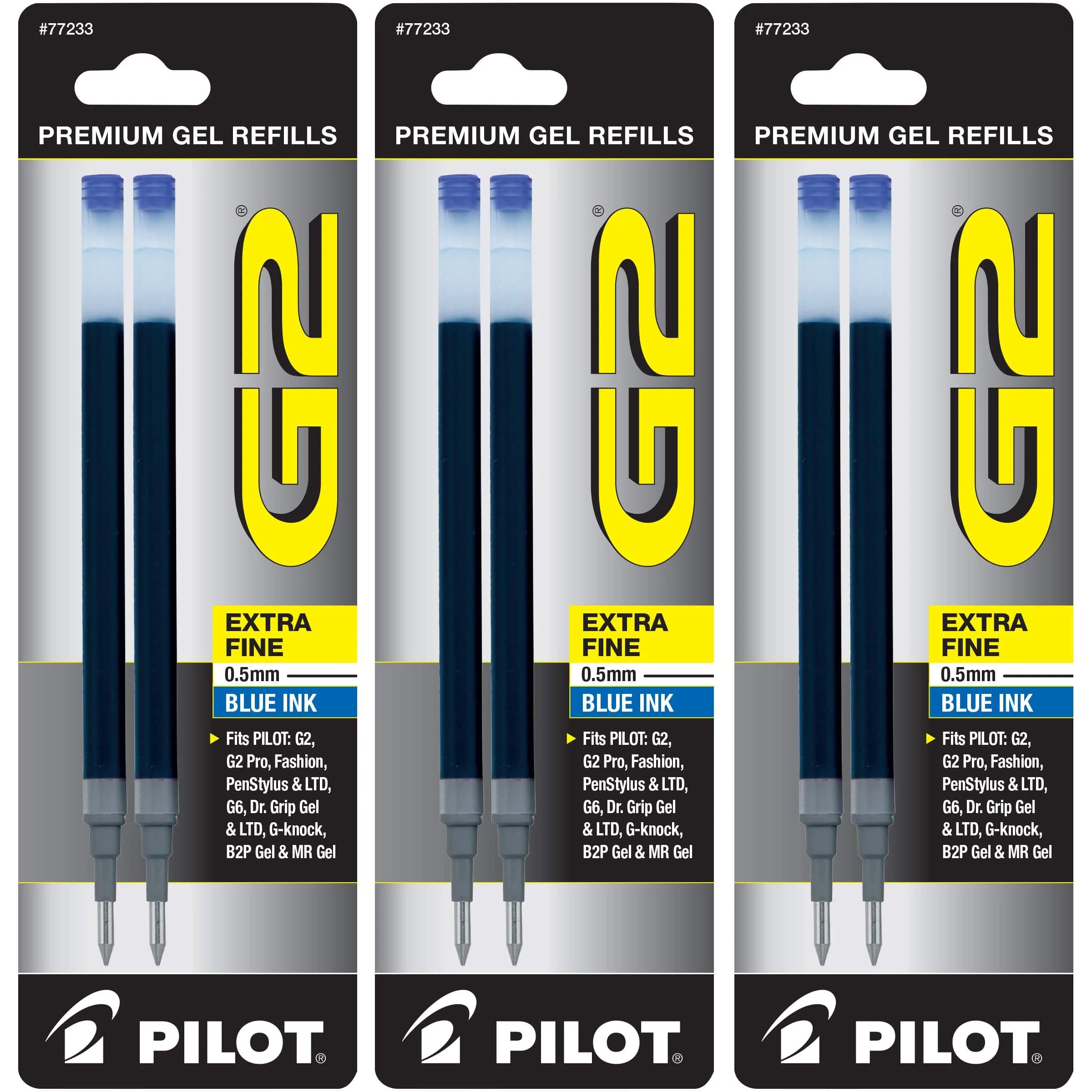 Pilot G2 Gel Ink Refills Extra Fine Point 0.5 mm Blue Pack of 6 | Smooth Writing Ink for Students & Office — Pack of 6