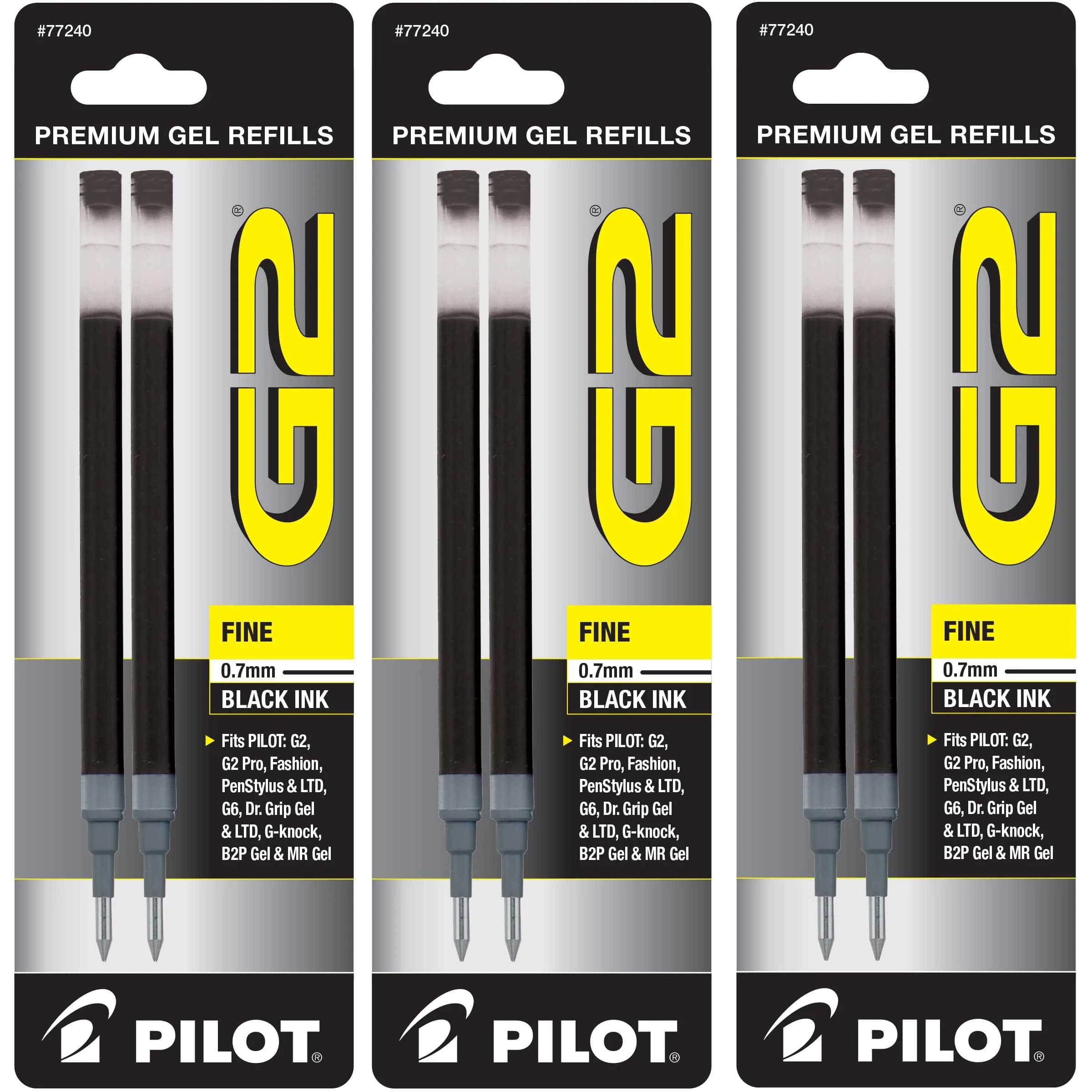 PILOT G2 Gel Ink Refills Fine Point 0.7 mm Black Pack of 6 | Smooth Ink Flow