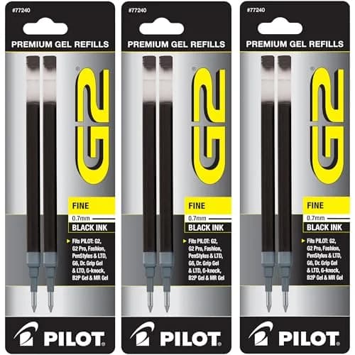 PILOT G2 Gel Ink Refills Fine Point 0.7 mm Black Pack of 6 | Smooth Ink Flow thumbnail 1