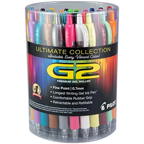 PILOT G2 Gel Ink Rollerball Pens, Assorted Vibrant Colors, 0.7mm Fine Point, 36-Pack Tub | Smooth Writing for Students & Professionals thumbnail 1