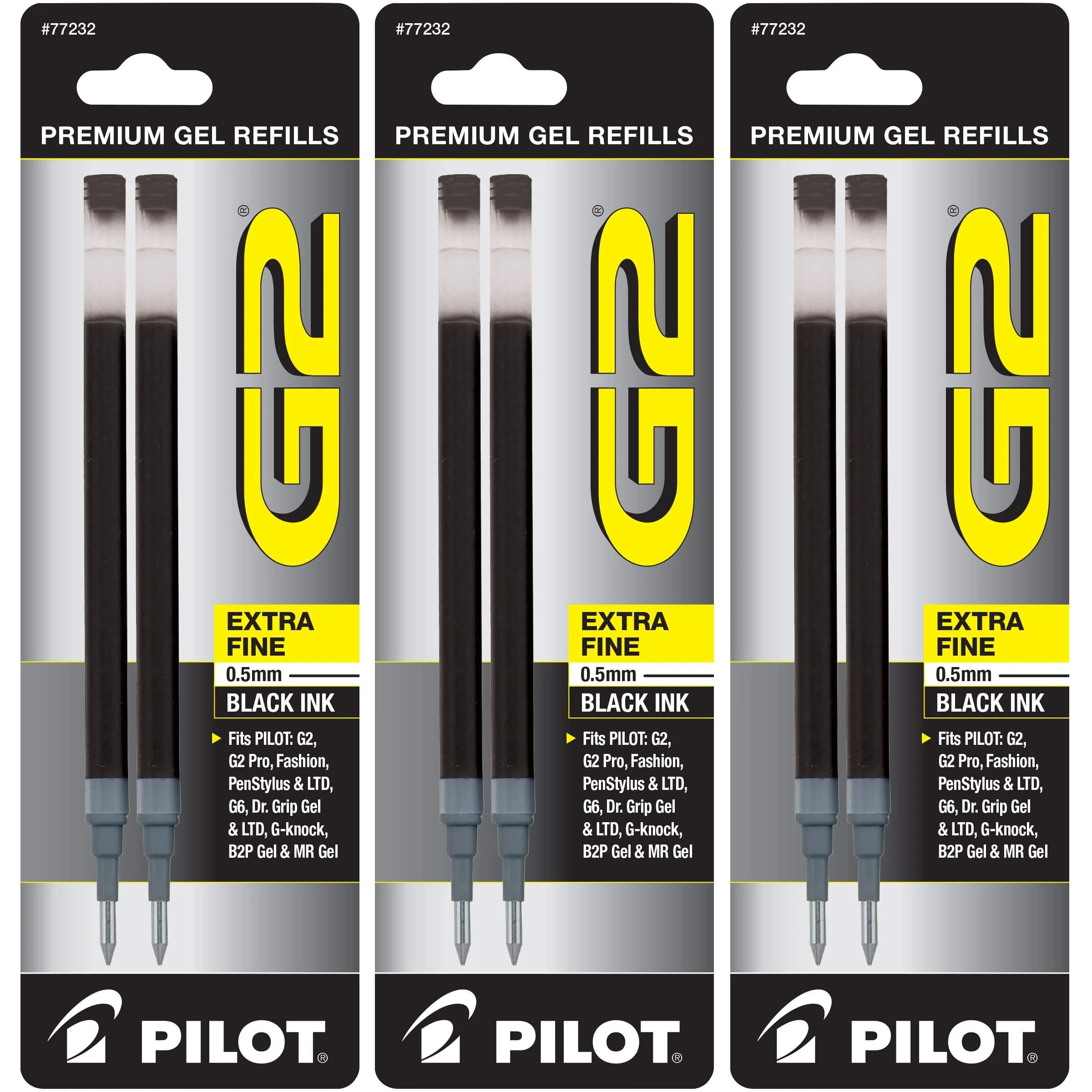 PILOT G2 Gel Ink Refills Extra Fine Point 0.5 mm Black Pack of 6 | Smooth Ink Flow — Pack of 6