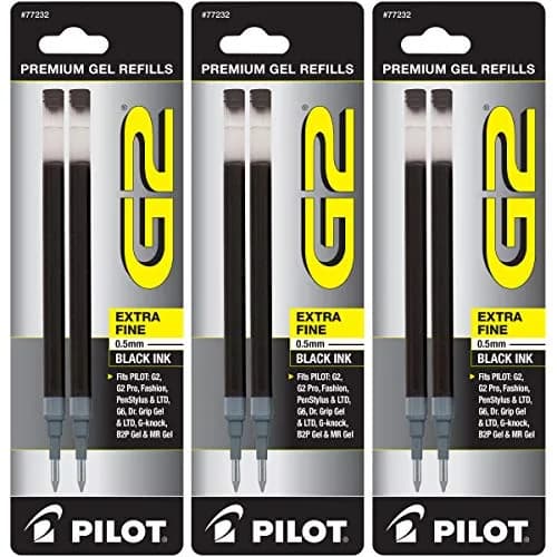 PILOT G2 Gel Ink Refills Extra Fine Point 0.5 mm Black Pack of 6 | Smooth Ink Flow thumbnail 1