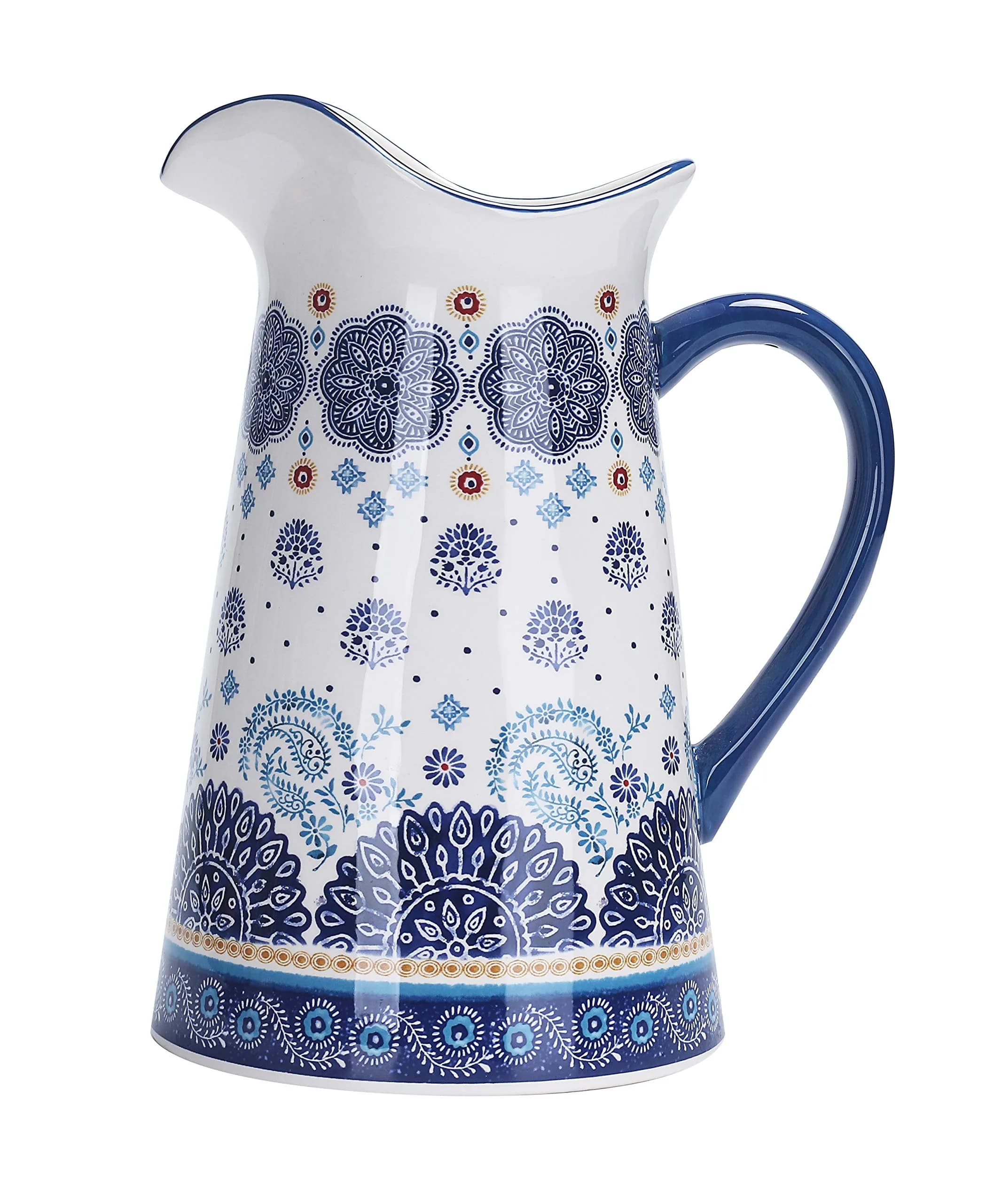 Bico Blue Talavera Ceramic 2.5 Qt Pitcher | Decorative & Dishwasher Safe