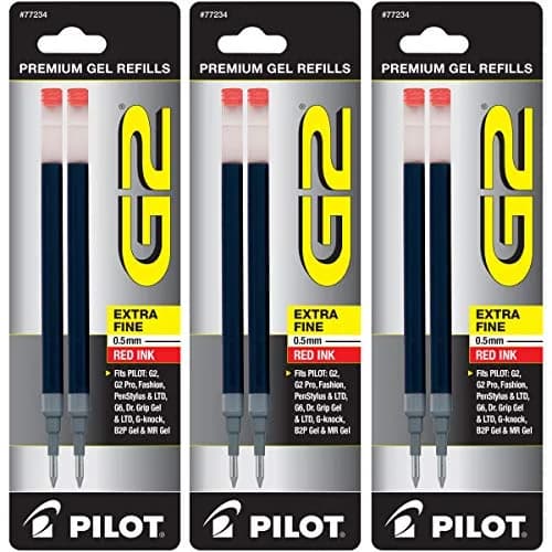 Pilot G2 Gel Ink Refills Extra Fine Point 0.5 mm Red 6 Count | Smooth Ink Flow for Students & Office thumbnail 1