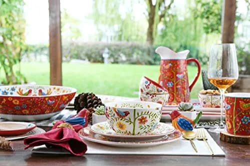 Bico Red Spring Bird Ceramic 2.5 Qt Pitcher | Elegant Decor & Functional Serveware thumbnail 4
