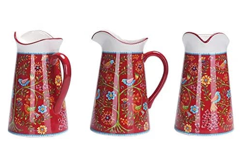 Bico Red Spring Bird Ceramic 2.5 Qt Pitcher | Elegant Decor & Functional Serveware thumbnail 3