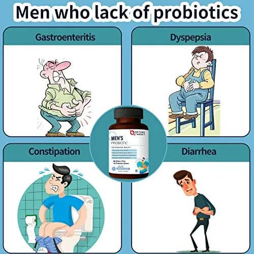NATURE TARGET Probiotics for Men 90 Veggie Tablets | 60 Billion CFU for Digestive & Immune Support thumbnail 8