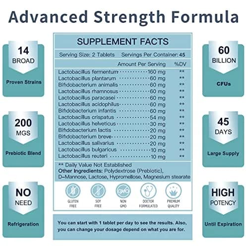 NATURE TARGET Probiotics for Men 90 Veggie Tablets | 60 Billion CFU for Digestive & Immune Support thumbnail 2