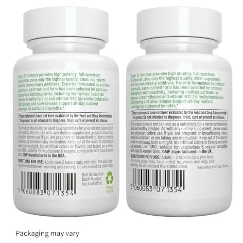 Igennus High Absorption Super B-Complex Methylated & Active B Vitamins 180 Tablets (3-Month Supply) | Energy, Mood & Cognitive Support thumbnail 8