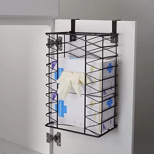 Gourmet Basics by Mikasa Garbage Bag Holder Basket with Removable Hooks, Antique Black | Space-Saving Wall & Door Mount thumbnail 6