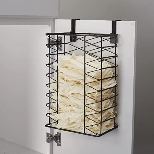 Gourmet Basics by Mikasa Garbage Bag Holder Basket with Removable Hooks, Antique Black | Space-Saving Wall & Door Mount thumbnail 7