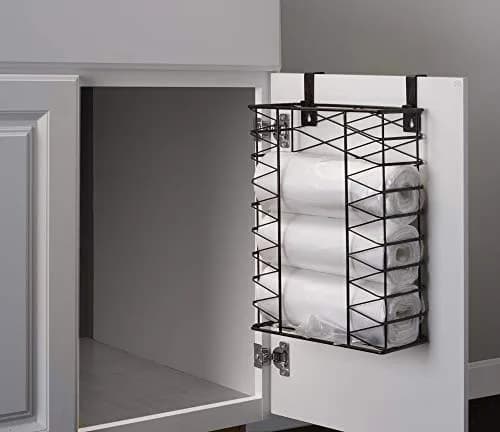 Gourmet Basics by Mikasa Garbage Bag Holder Basket with Removable Hooks, Antique Black | Space-Saving Wall & Door Mount thumbnail 2