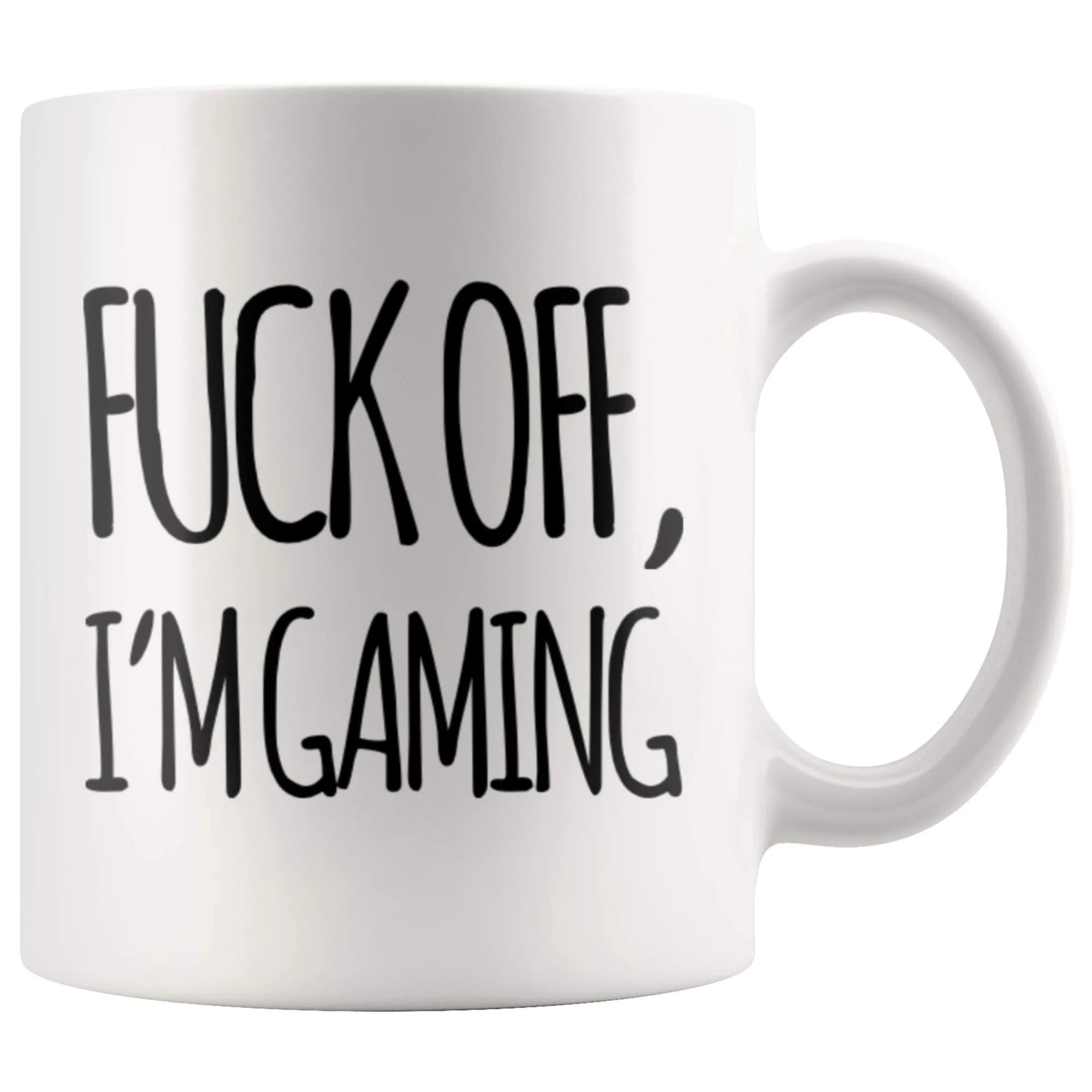 Panvola "Fuck Off Im Gaming" Gamer Gift Mug 325 ml (11 oz) | Funny Ceramic Coffee Cup for Gamers — White