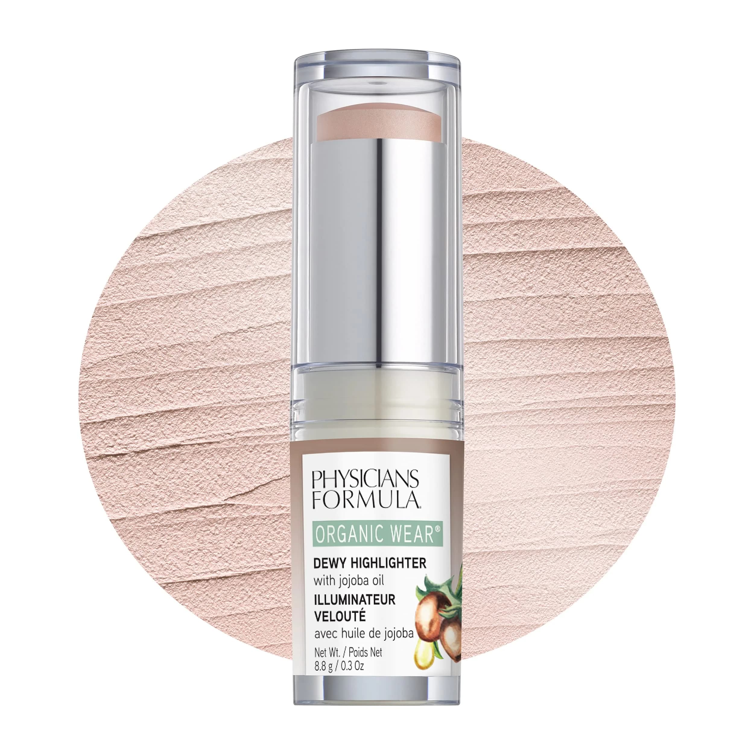Physicians Formula Organic Wear Dewy Highlighter Stick Makeup 7.5g (0.3 Oz) | Hydrating Antioxidants for Healthy Glow — 1- Dew Frost