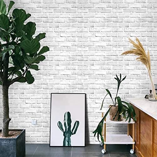 Cohoo Home White Brick Wallpaper Peel and Stick 998.2 cm x 45 cm | Realistic Faux Brick Design thumbnail 1