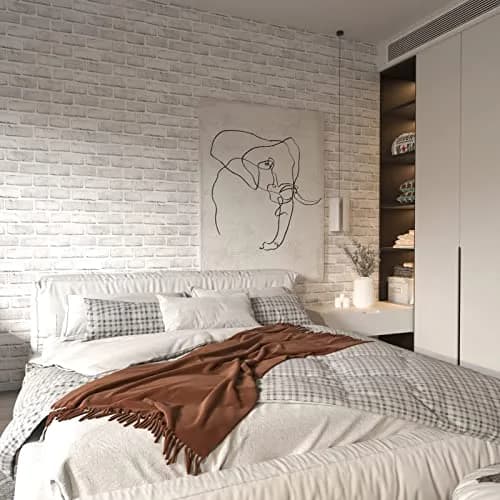 Cohoo Home White Brick Wallpaper Peel and Stick 998.2 cm x 45 cm | Realistic Faux Brick Design thumbnail 2