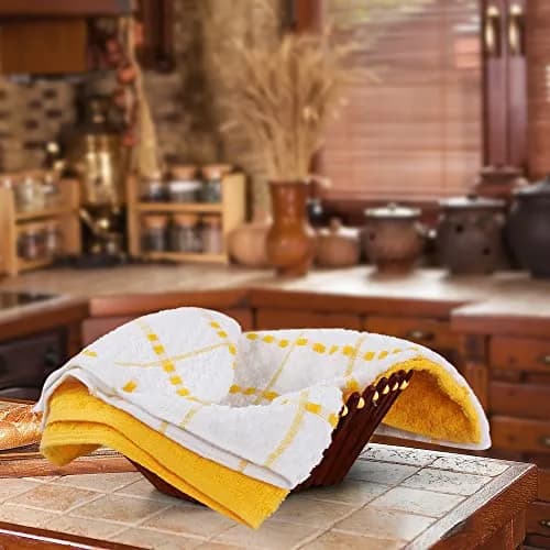 Utopia Towels Yellow Kitchen Towels 12 Pack 38cm x 64cm (15" x 25") | Absorbent Dobby Weave Cotton Dish Cloths thumbnail 5