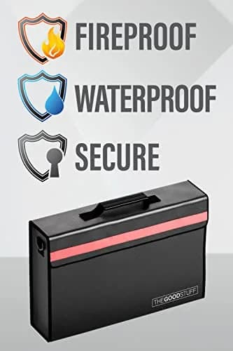 The Good Stuff Fireproof Document Bag Black 27.9cm x 12.7cm x 8.9cm | Protects Documents Up to 2000°F thumbnail 2
