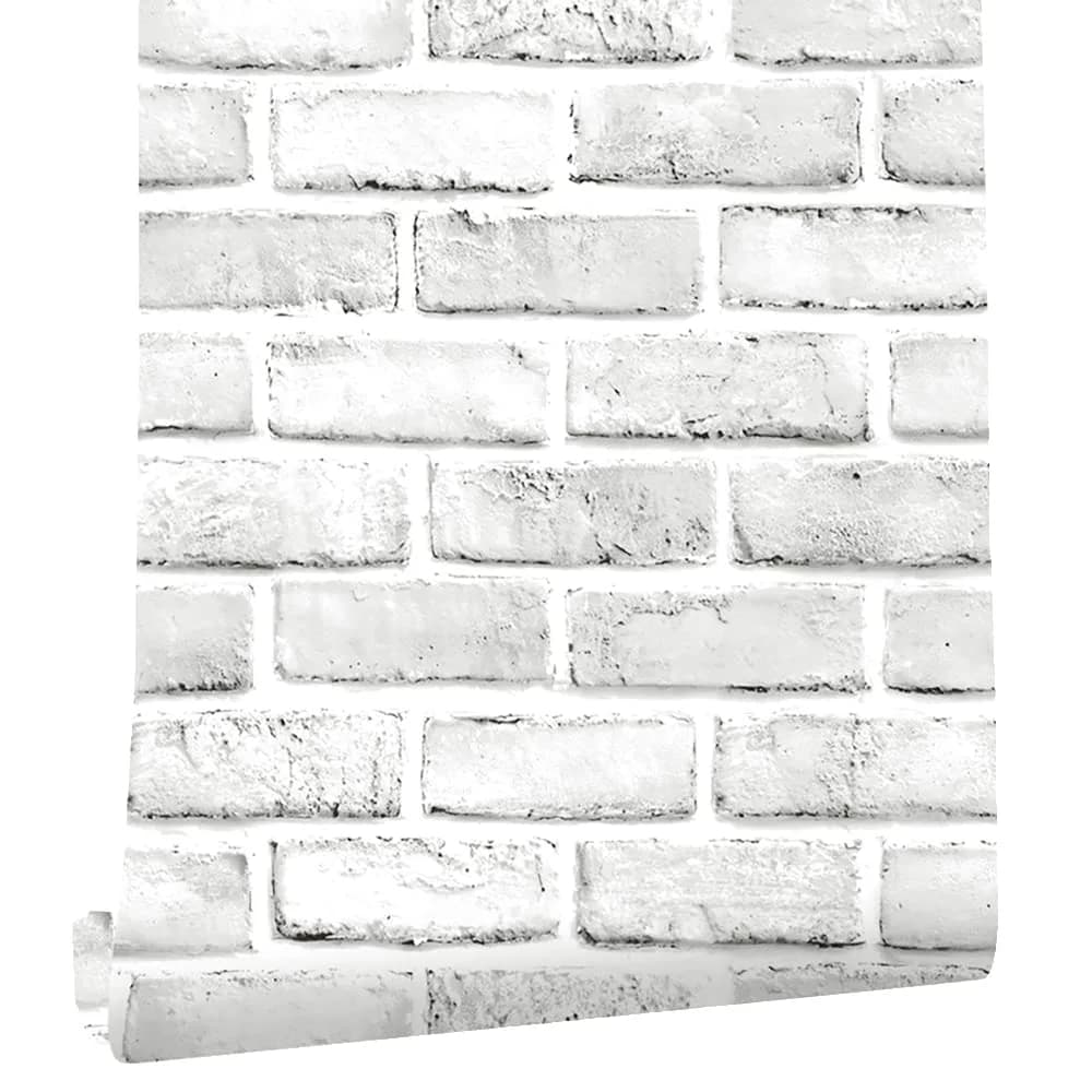 Cohoo Home White Brick Wallpaper Peel and Stick 45cm (17.7") x 500cm (197") | Realistic Faux Brick Wall Covering - view 6