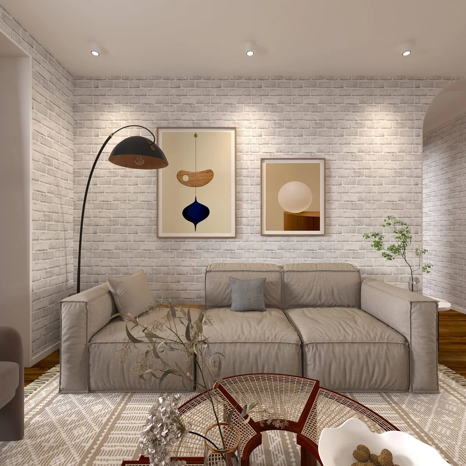Cohoo Home White Brick Wallpaper Peel and Stick 45cm (17.7") x 500cm (197") | Realistic Faux Brick Wall Covering - view 3