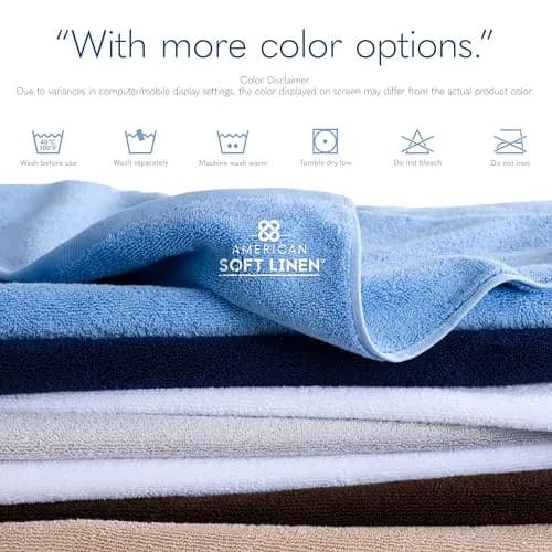 American Soft Linen 100% Cotton Turkish Towels 40x80 XL Bath Sheet | Luxury, Oversized & Quick-Dry thumbnail 7