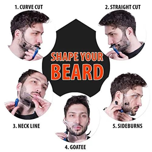As always Men's Beard Shaping Tool With Inbuilt Comb Clear Plastic Template for Goatee Mustache Sideburns, Jaw Cheek/Neck Line, Symmetric/Curve/Step Cut (1-Piece) thumbnail 5