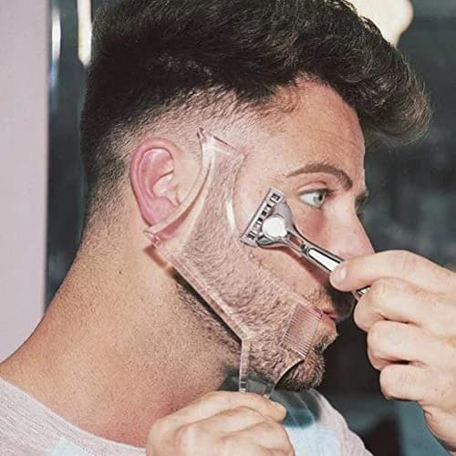 As always Men's Beard Shaping Tool With Inbuilt Comb Clear Plastic Template for Goatee Mustache Sideburns, Jaw Cheek/Neck Line, Symmetric/Curve/Step Cut (1-Piece) thumbnail 1