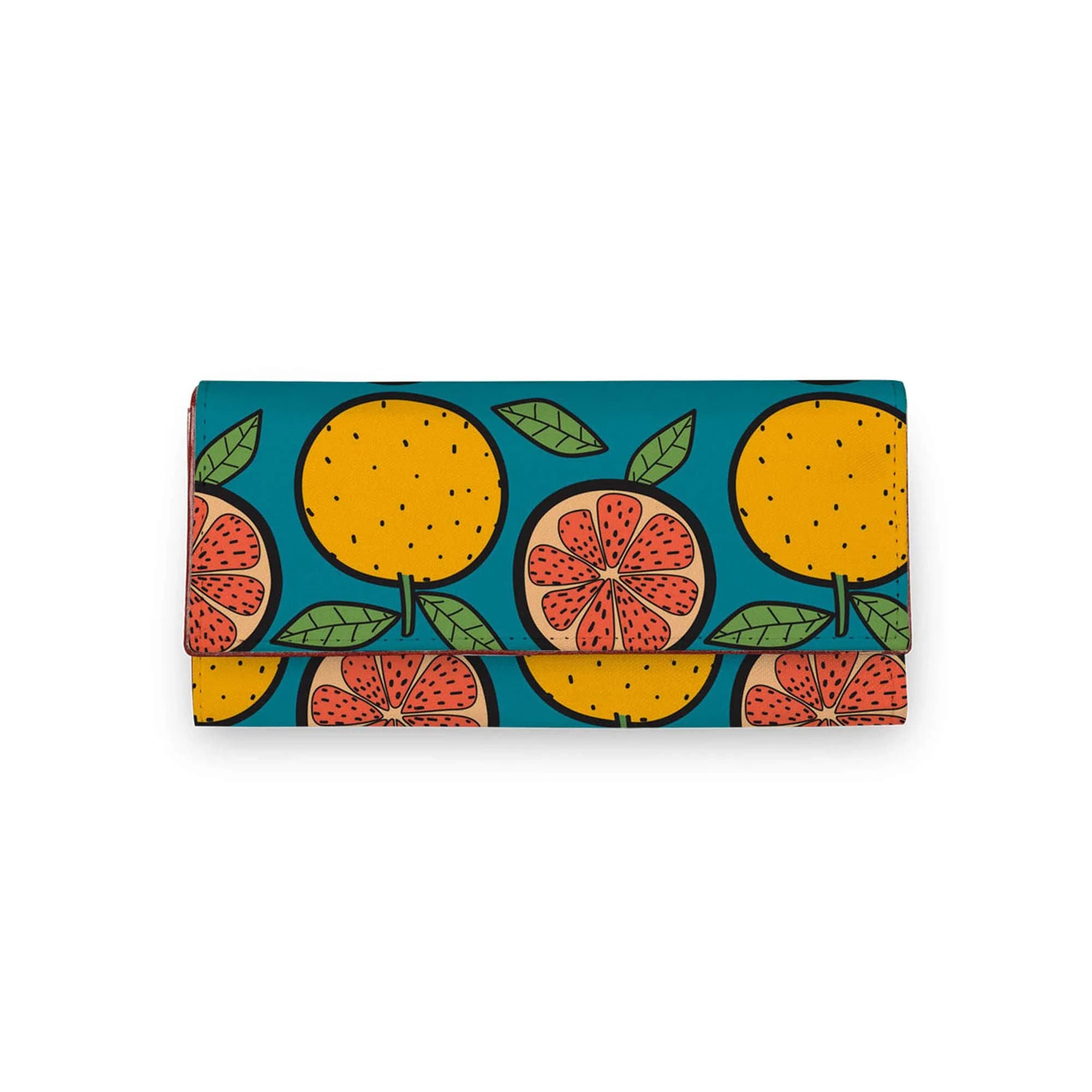 ShopMantra Orange Printed Vegan Leather Wallet | 20cm (7.87in) x 10cm (3.94in) x 1.5cm (0.59in) — Orange Printed