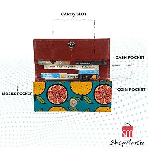 ShopMantra Orange Printed Vegan Leather Wallet | 20cm (7.87in) x 10cm (3.94in) x 1.5cm (0.59in) thumbnail 5