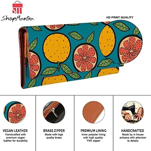 ShopMantra Orange Printed Vegan Leather Wallet | 20cm (7.87in) x 10cm (3.94in) x 1.5cm (0.59in) thumbnail 6