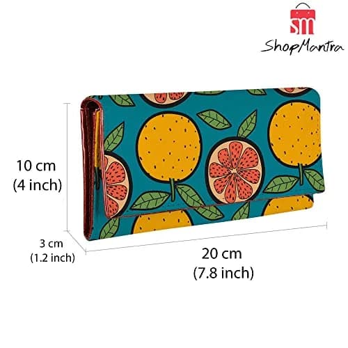 ShopMantra Orange Printed Vegan Leather Wallet | 20cm (7.87in) x 10cm (3.94in) x 1.5cm (0.59in) thumbnail 3