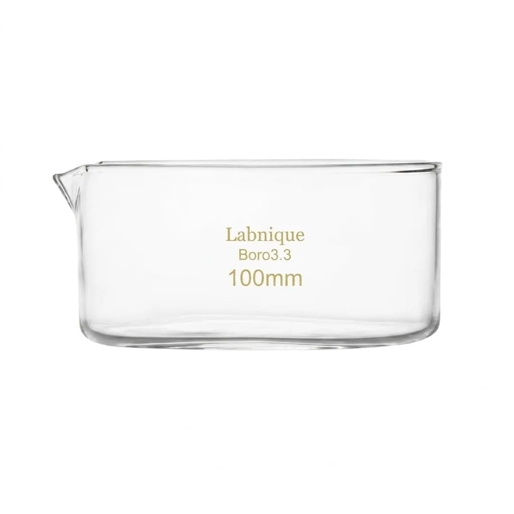 Labnique Borosilicate Glass Crystallizing Dish with Spout, 100mm, 300 ml | Heat & Cold Resistant for Lab & Education