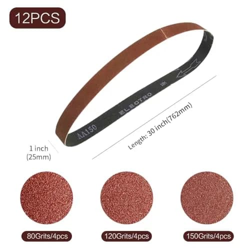 TPmax 1x30 inch Sanding Belt Pack | Aluminum Oxide, 12 Pcs, Assorted Grits for Power Sander thumbnail 2