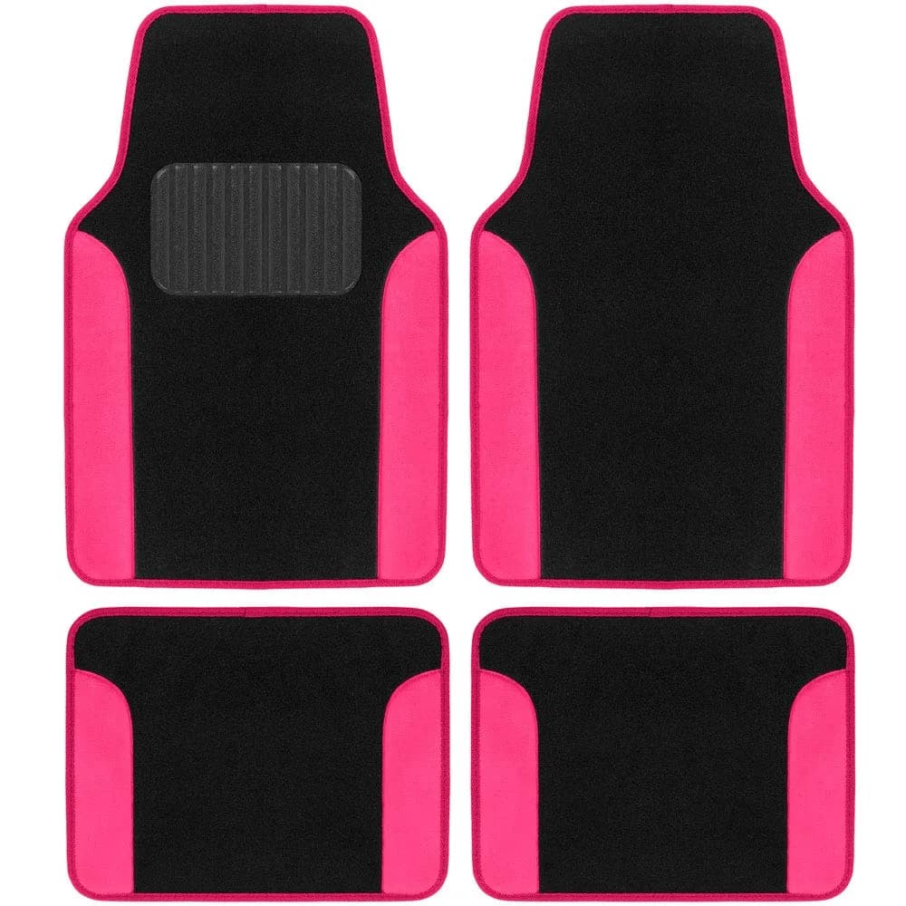 Motor Trend Hot Pink Carpet - Two-Tone Faux Leather Automotive Floor Mats | Stylish, Anti-Slip, Built-in Heel Pad (70-120 chars) - main product image