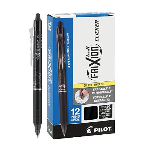 Pilot FriXion Ball Clicker Retractable Erasable Gel Pen, Fine Point, 0.7mm, Black Ink, 12 Count | Precise & Reusable thumbnail 1