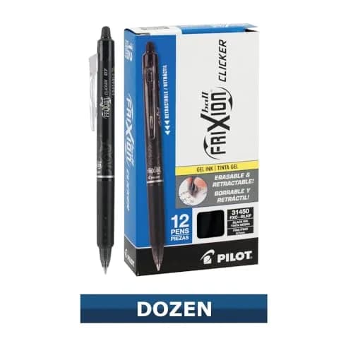 Pilot FriXion Ball Clicker Retractable Erasable Gel Pen, Fine Point, 0.7mm, Black Ink, 12 Count | Precise & Reusable thumbnail 4