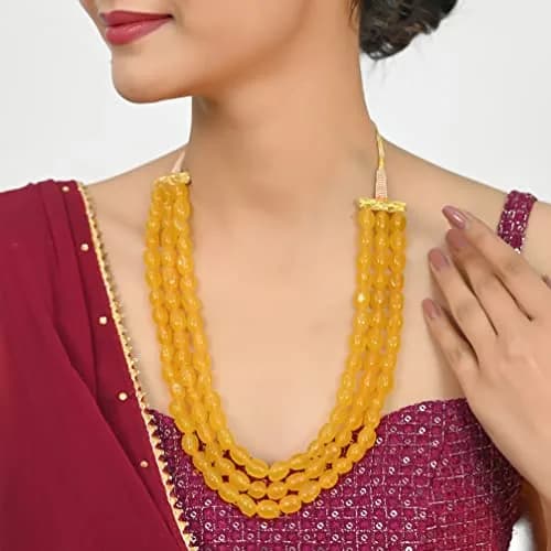 Ratnavali Jewels Quartz Multi Layer Strand Mala Beads Necklace 45cm | Elegant Traditional Jewelry for Women thumbnail 6