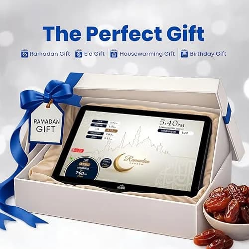 Masjidal 14" Smart WiFi Digital Azan Clock & Islamic Prayer Frame | Automatic Worldwide Prayer & Iqamah Times, Full Quran Player, Athan Alarm, Ramadan Clock, Touchscreen Muslim Home Display, Black thumbnail 9